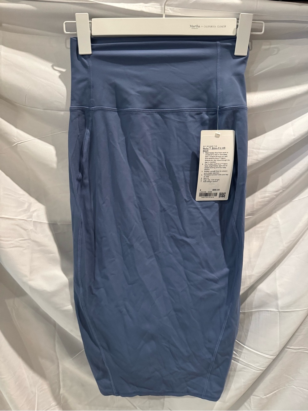 Women's High-Waist Midi Skirt in Dusty Blue